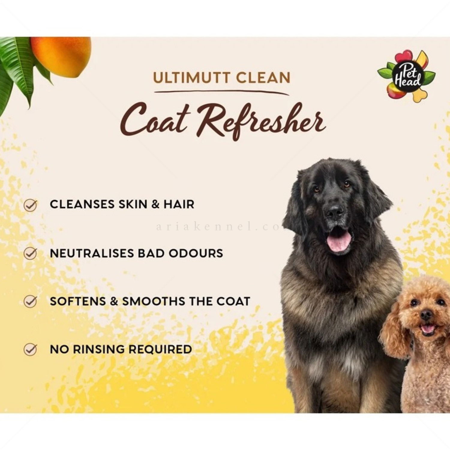 Почистващ спрей без отмиване с тропически аромат PET HEAD Ultimutt Clean 3-in-1 Coat Refresher
