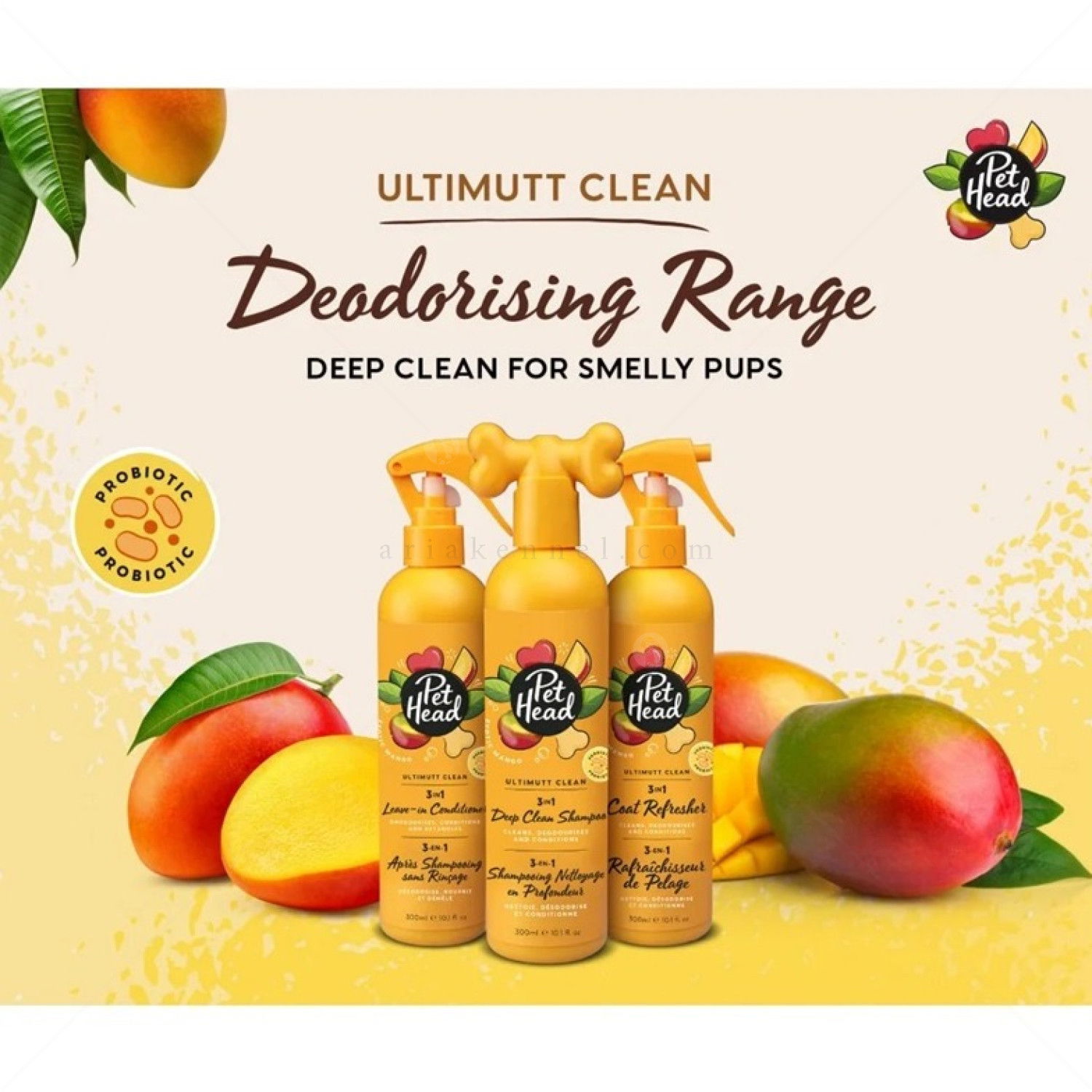 Почистващ спрей без отмиване с тропически аромат PET HEAD Ultimutt Clean 3-in-1 Coat Refresher