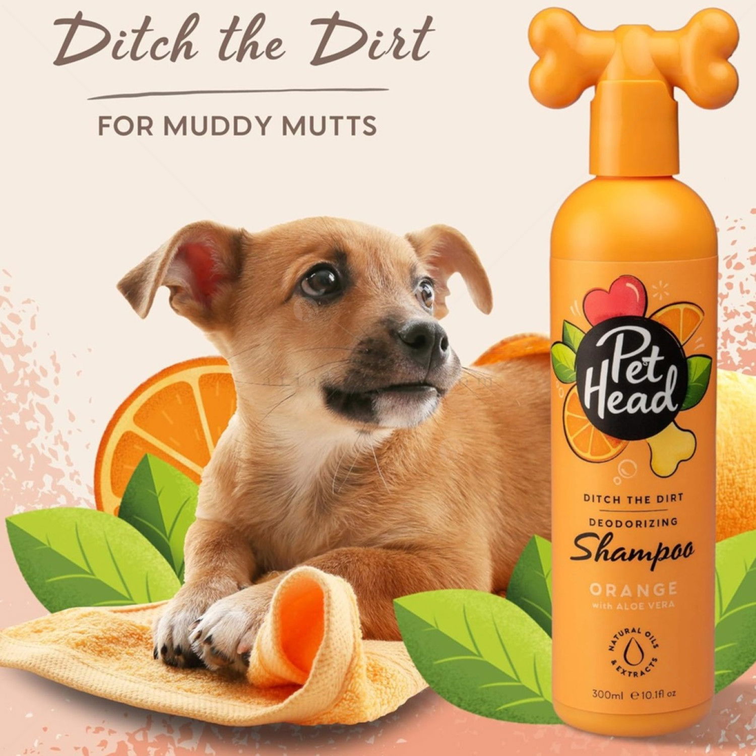 Дезодориращ шампоан с портокал и алое вера PET HEAD Ditch The Dirt Deodorizing Shampoo