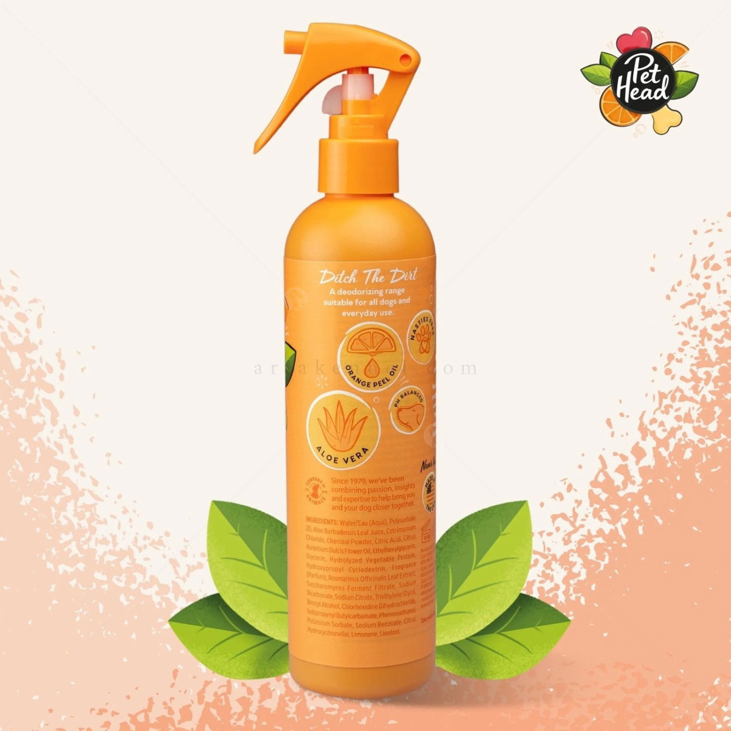 Дезодориращ спрей с портокал и алое вера PET HEAD Ditch The Dirt Deodorizing Spray