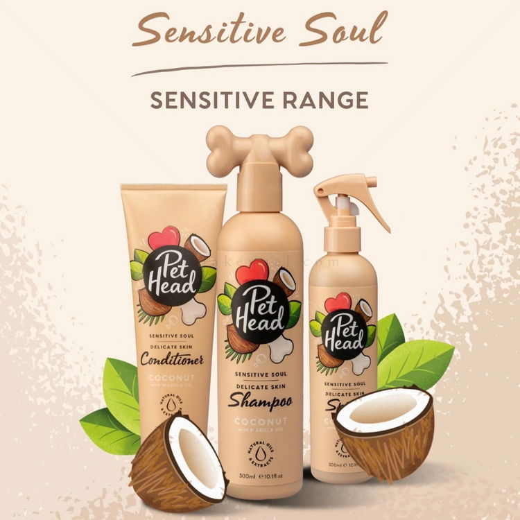 Шампоан за кучета с чувствителна кожа с кокос и масло от марула PET HEAD Sensitive Soul Delicate Skin Shampoo