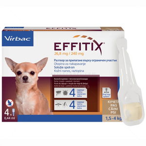 Пипети за външно обезпаразитяване VIRBAC EFFITIX Spot-on XS, 4x26.84 mg