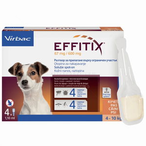 Пипети за външно обезпаразитяване VIRBAC EFFITIX Spot-on S, 4x67.1 mg