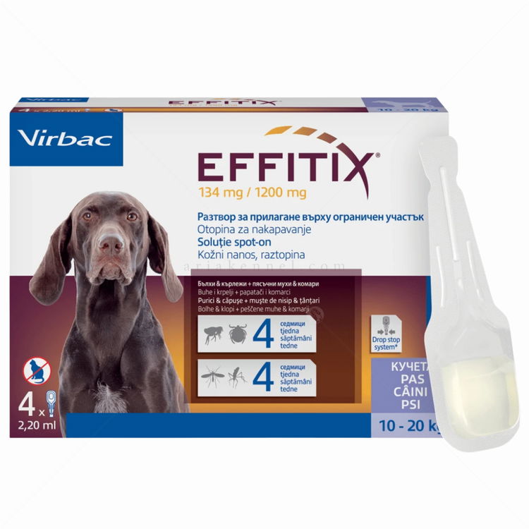 Пипета за външно обезпаразитяване VIRBAC EFFITIX Spot-on M, 1x134.2 mg