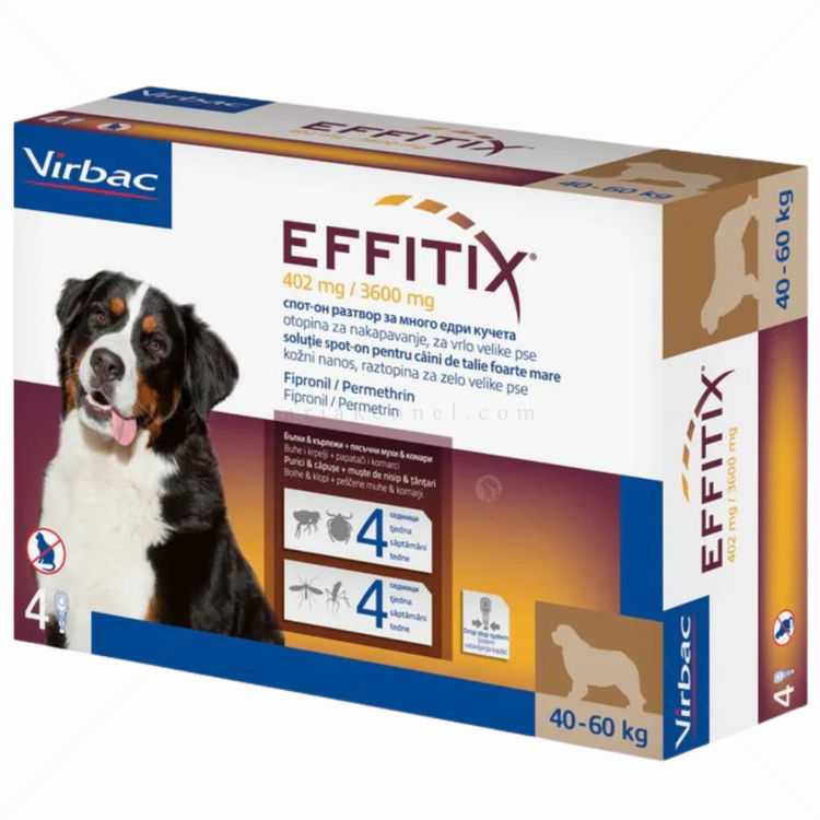 Пипета за външно обезпаразитяване VIRBAC EFFITIX Spot-on XL, 1x402.6 mg