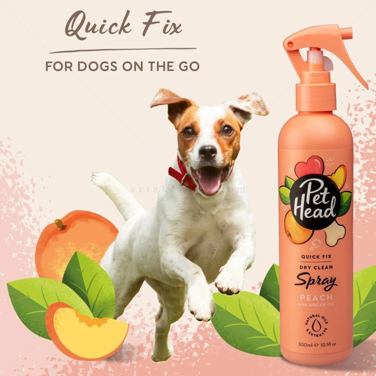 Сух шампоан-спрей без отмиване с праскова и арганово масло PET HEAD Quick Fix Dry Clean Spray