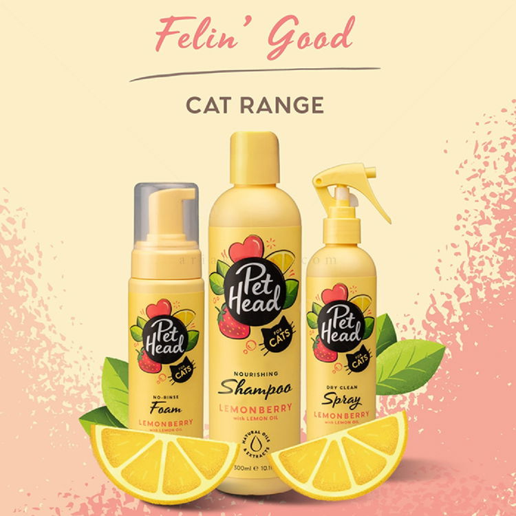 Сух шампоан-спрей без отмиване за котки с масло от лимон и алое вера PET HEAD Felin Good Dry Clean Spray