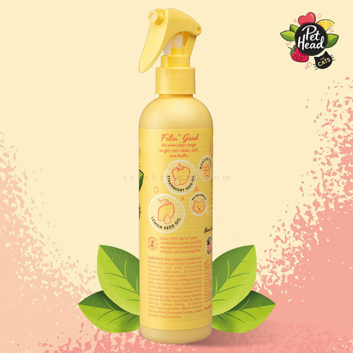 Сух шампоан-спрей без отмиване за котки с масло от лимон и алое вера PET HEAD Felin Good Dry Clean Spray