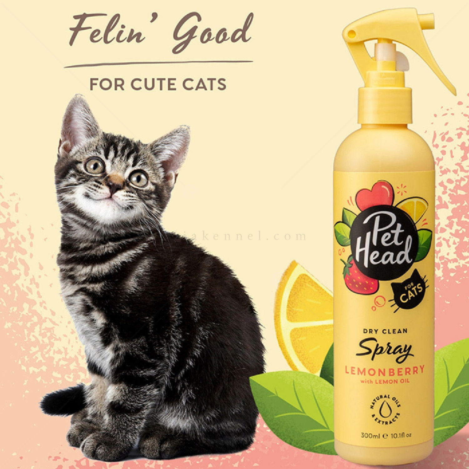 Сух шампоан-спрей без отмиване за котки с масло от лимон и алое вера PET HEAD Felin Good Dry Clean Spray