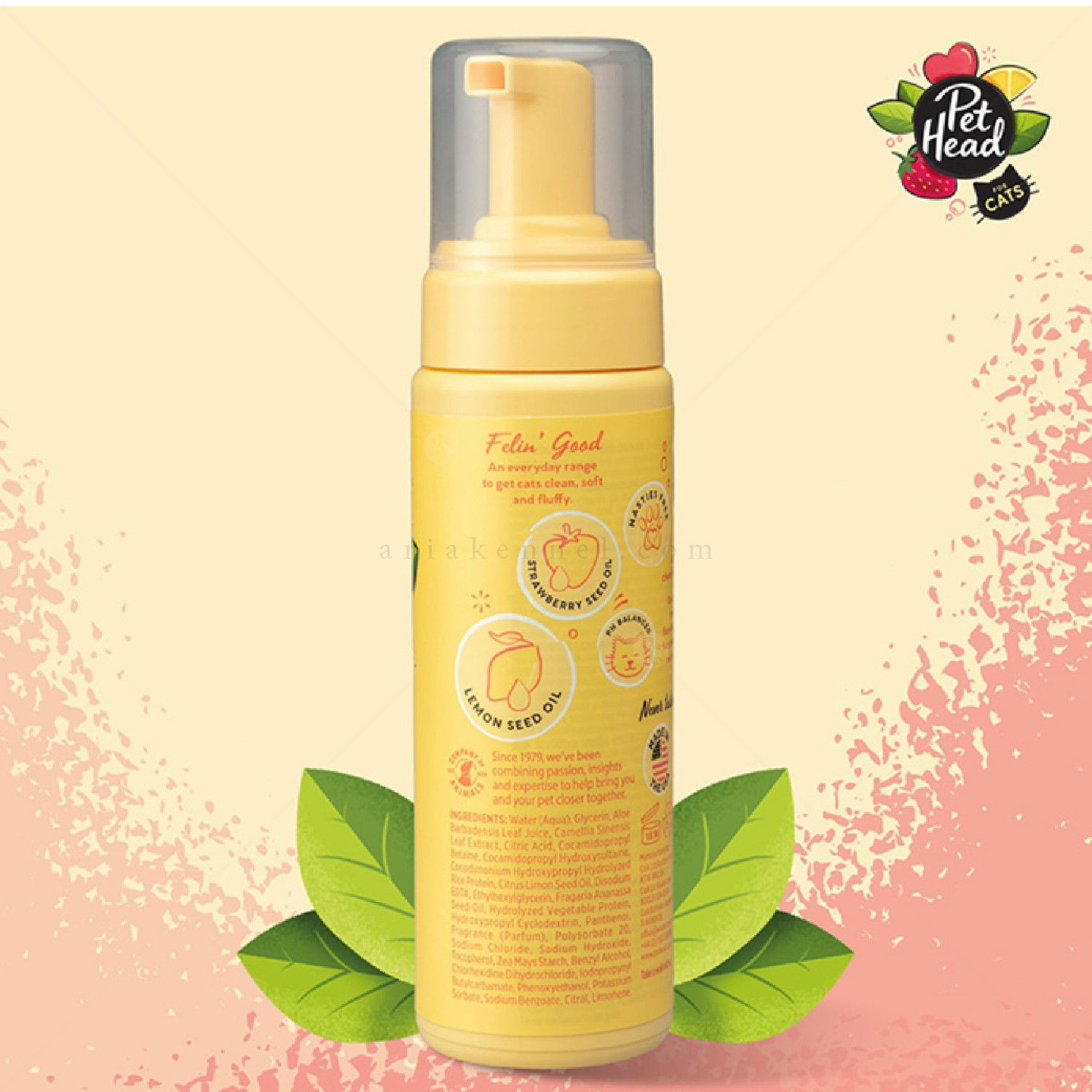 Шампоан-пяна без отмиване за котки с масло от лимон и алое вера PET HEAD Felin Good No-Rinse Foam