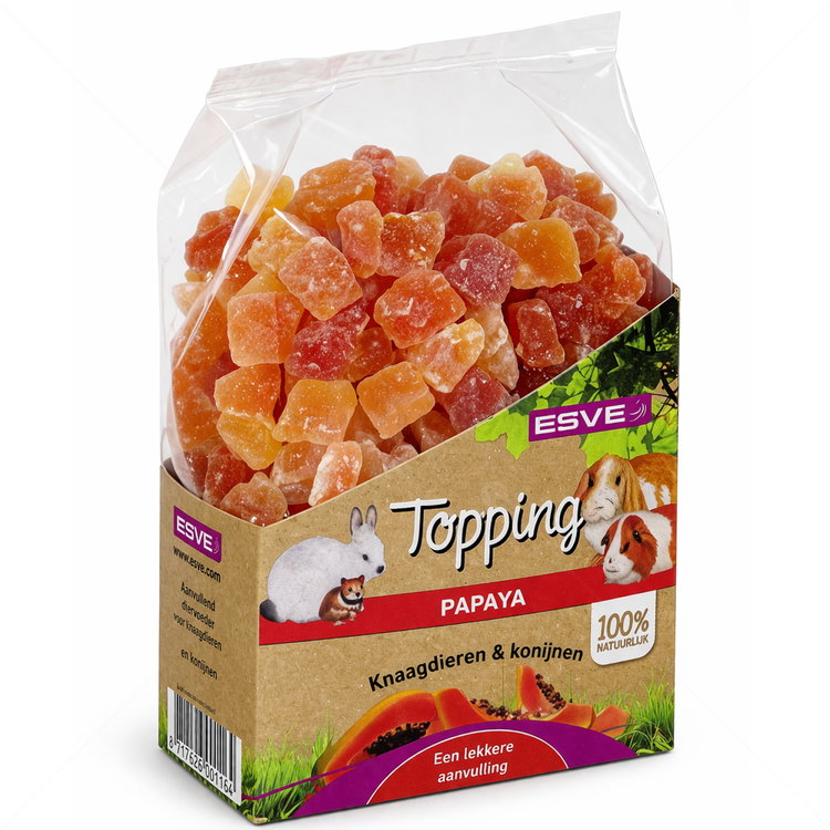 Лакомство с парченца папая за зайци и други гризачи 250 гр ESVE Topping Papaya