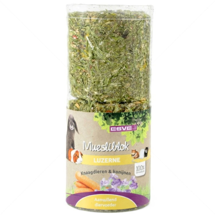 Хрупкаво мюсли блокче с люцерна, семена и моркови за гризачи ESVE Muesliblok