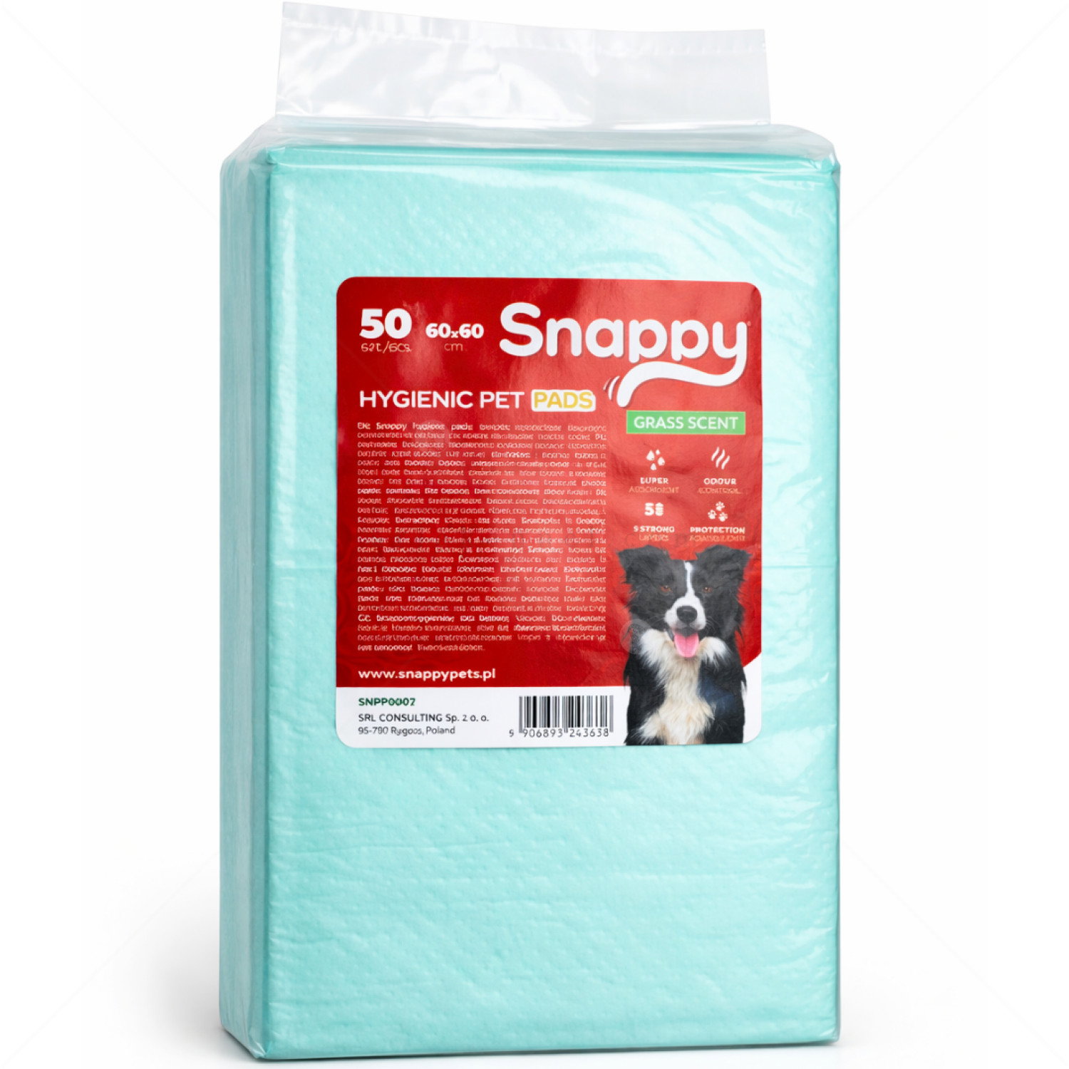 Хигиенни подложки/Пелени за кучета с аромат на трева, размер L, SNAPPY