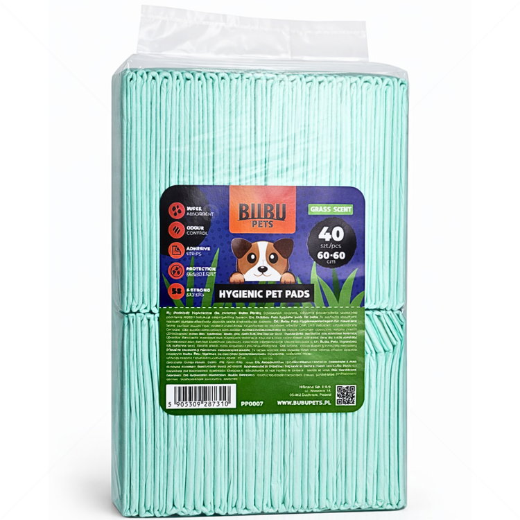 Хигиенни подложки/Пелени за кучета с аромат на трева, размер L, BUBU