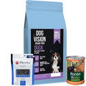 Комплект DOG VISION Adult Small Duck 2 кг + Monge Grain free Mini Adult 400 гр с патешко месо + Perrito 100 гр Филе от патешко месо