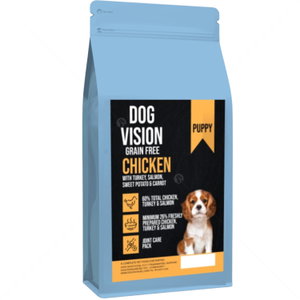Комплект DOG VISION Puppy Chicken 2 кг. + Monge Grain free Puppy Duck 400 гр. консерва + Perrito 100 гр. Меки ленти пилешко месо