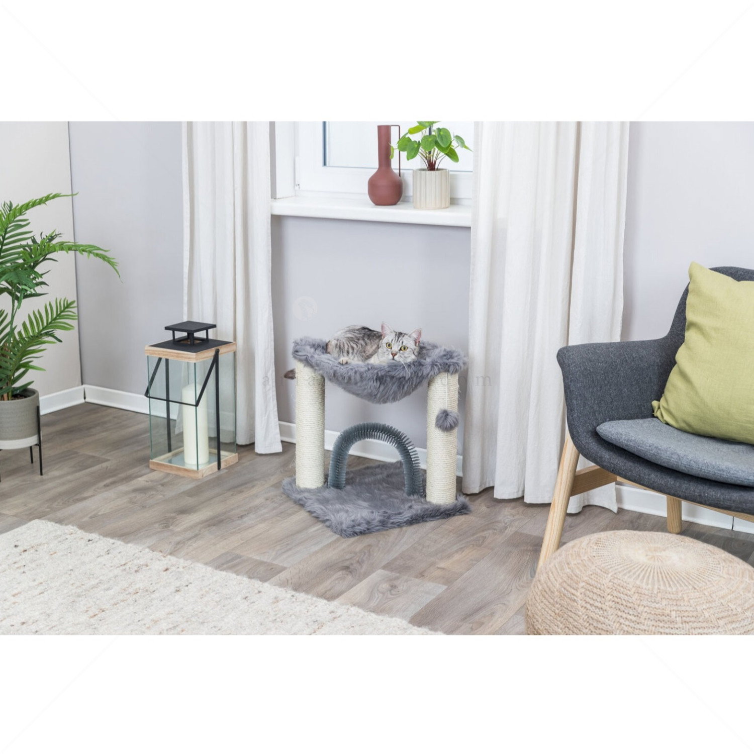 Катерушка с драскало, хамак, чесало и топче TRIXIE Baza, сива