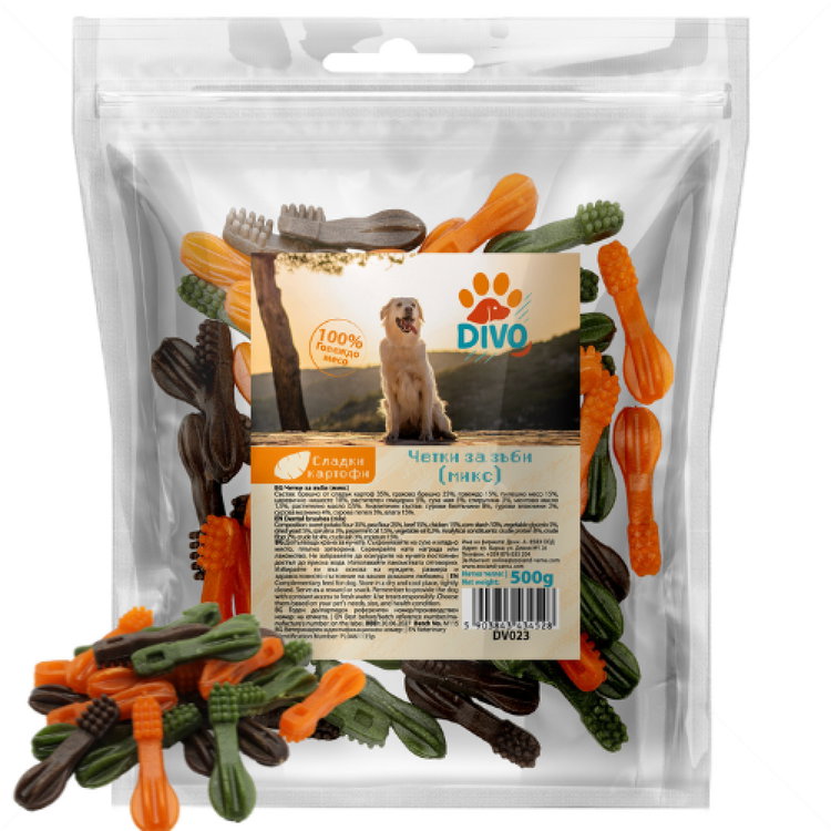 Дентални четки със сладък картоф DIVO, веган микс