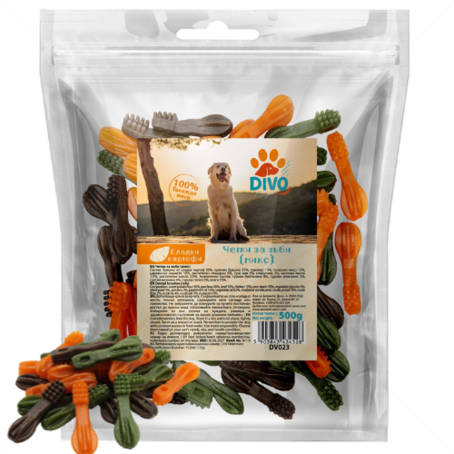 Дентални четки със сладък картоф DIVO, веган микс