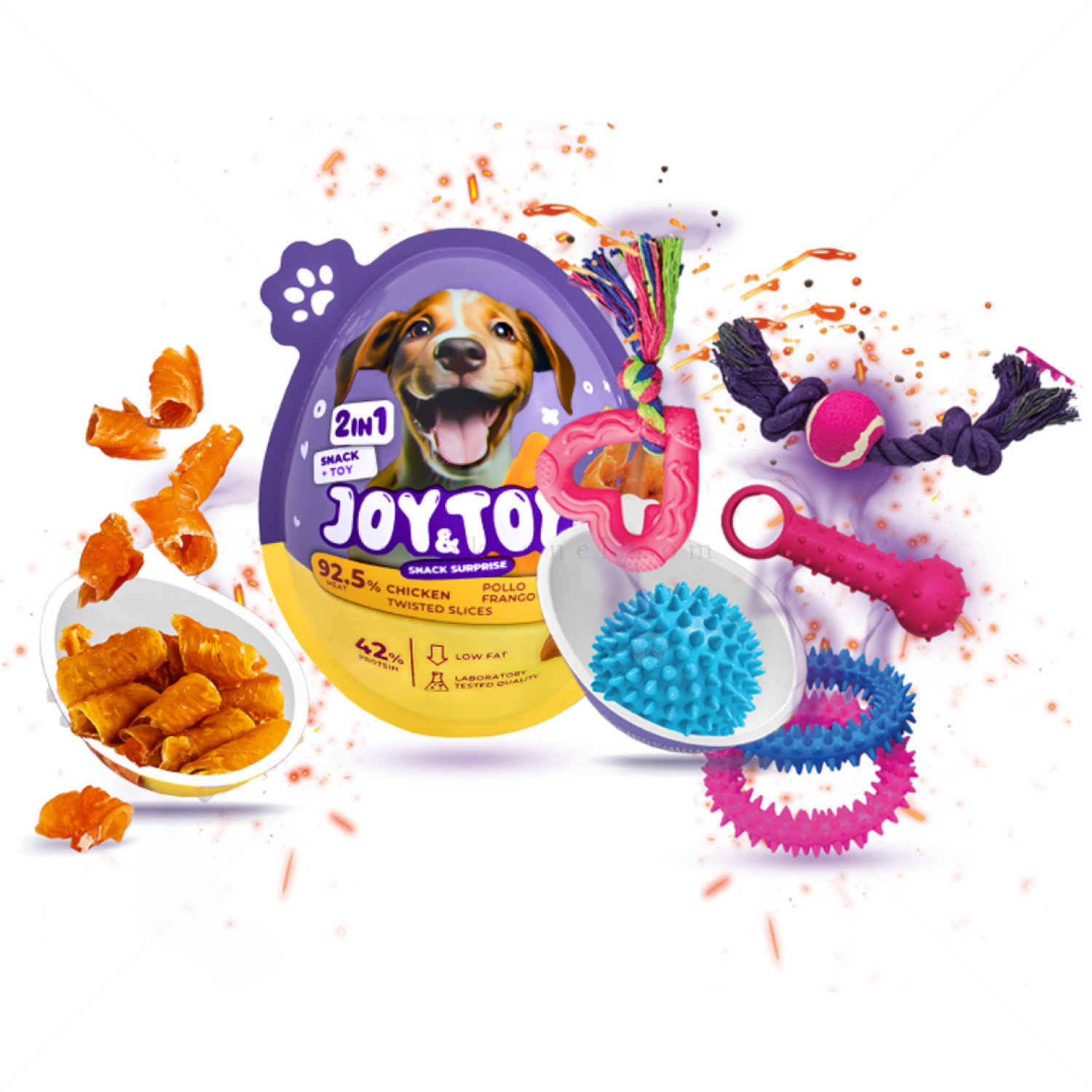 Подаръчно яйце с изненада играчка и лакомство с пилешко месо JOY & TOY