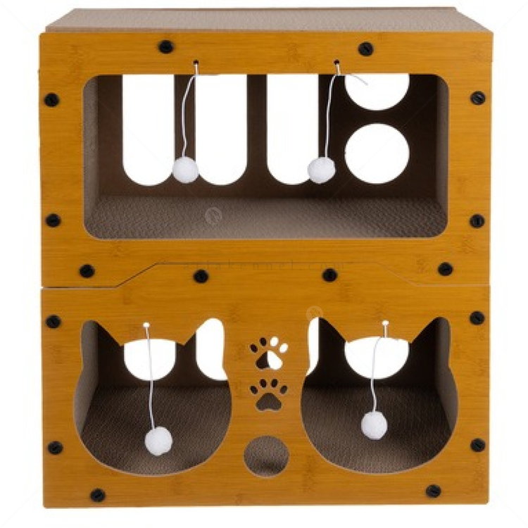 Двуетажна къщичка-драскало от картон и дърво PURLOV