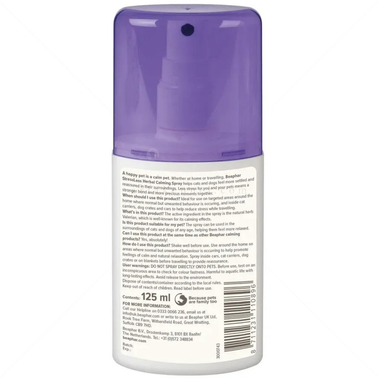 Успокояващ спрей с валериана 125 мл BEAPHAR StressLess Herbal Calming Spray