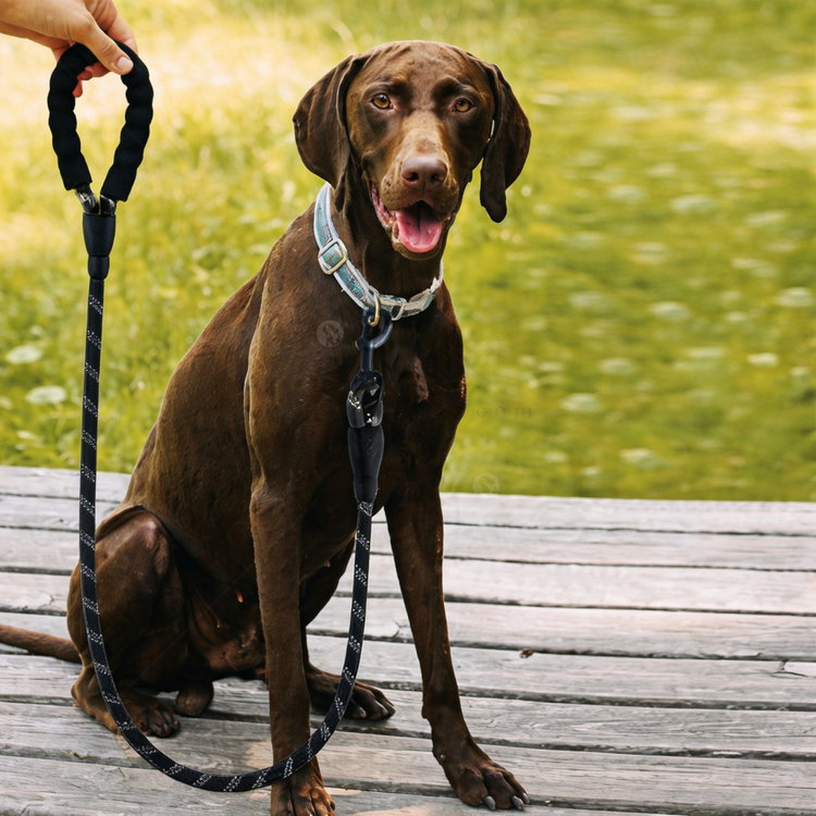 Светлоотразителен тренировъчен повод + диспенсър с 1 ролка торбички PURLOV, 5 м/ Ø12 мм