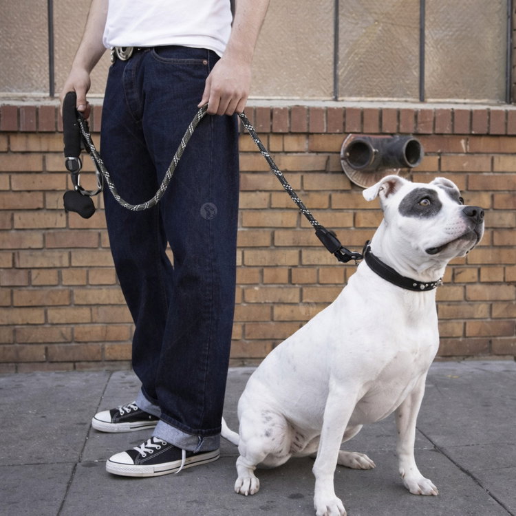 Светлоотразителен тренировъчен повод + диспенсър с 1 ролка торбички PURLOV, 5 м/ Ø12 мм