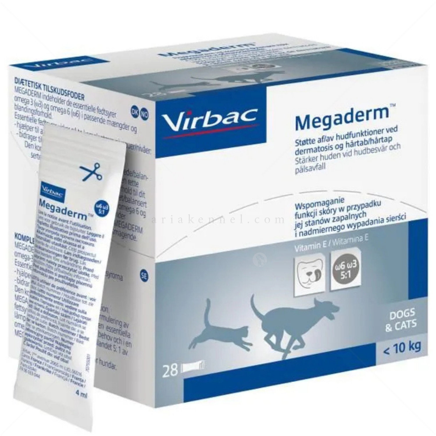 Хранителна добавка за здрава кожа и козина VIRBAC Megaderm 28 сашета х 4 мл