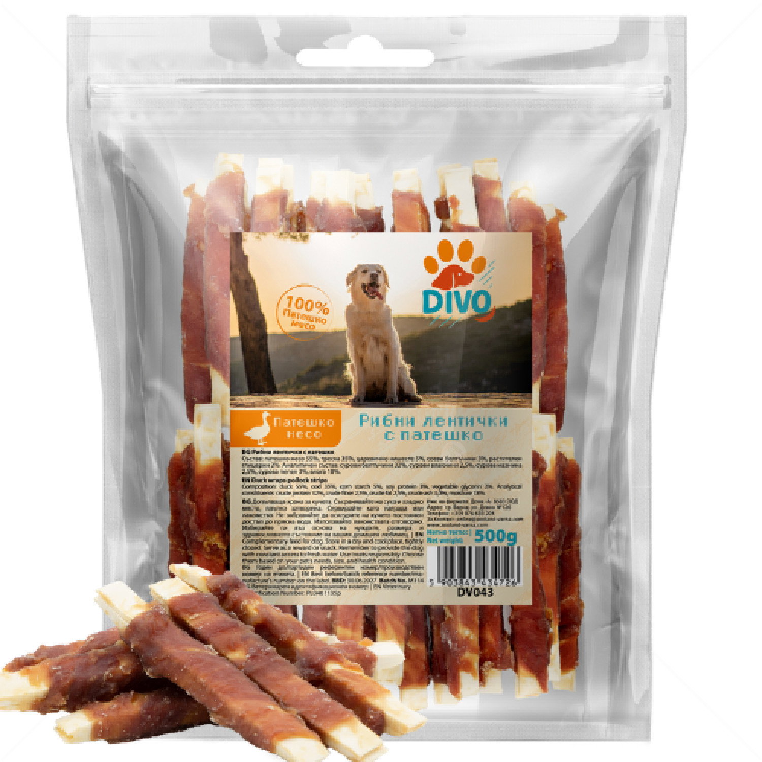 Дъвчащи ленти с риба и патешко месо DIVO