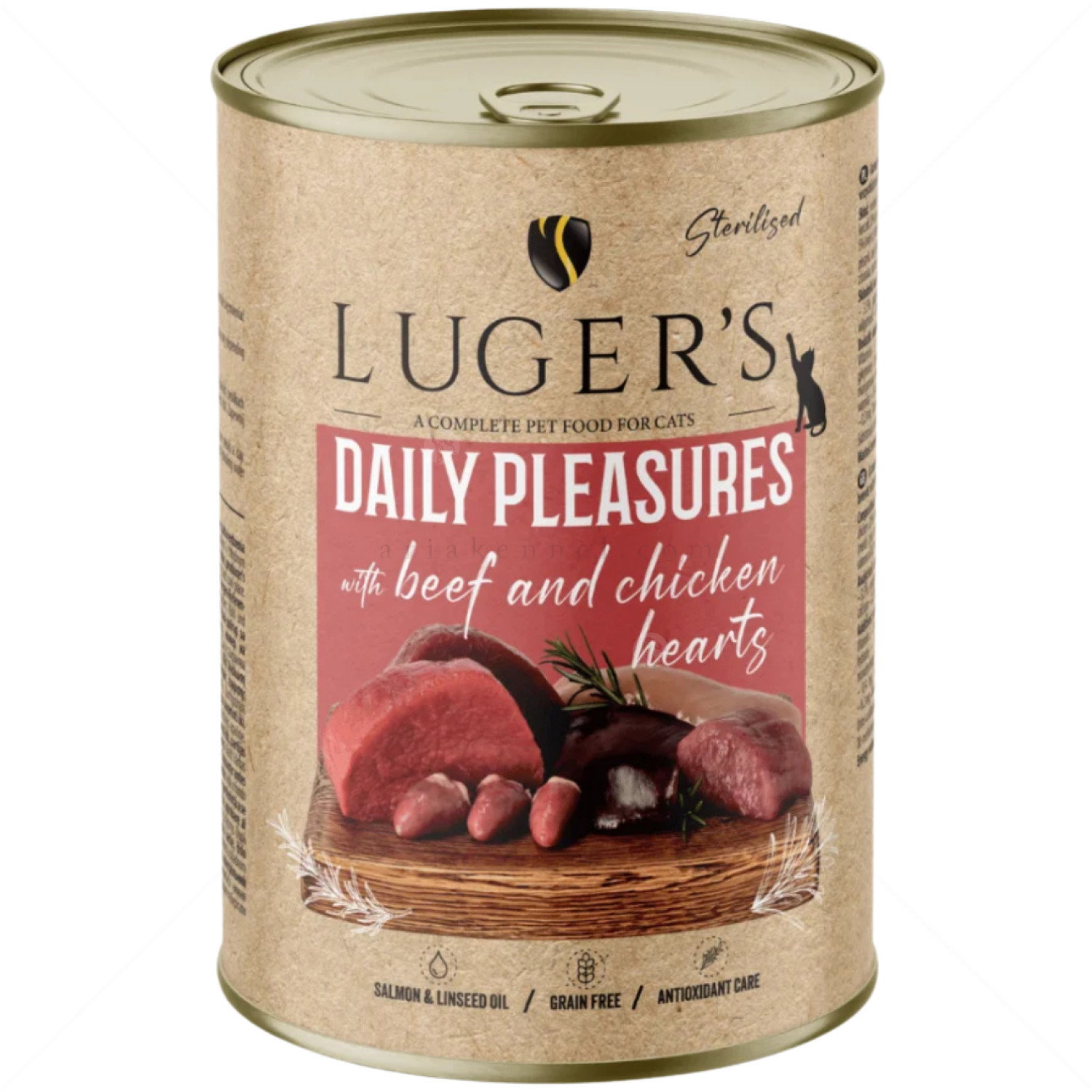 Консерва за кастрирани котки 400 гр LUGER'S Sterilised Adult Daily Pleasures with Beef and Chicken hearts