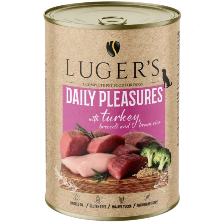 Консерва с пуйка, броколи и кафяв ориз 400 гр LUGERS Daily Pleasures Turkey, broccoli and brown rice