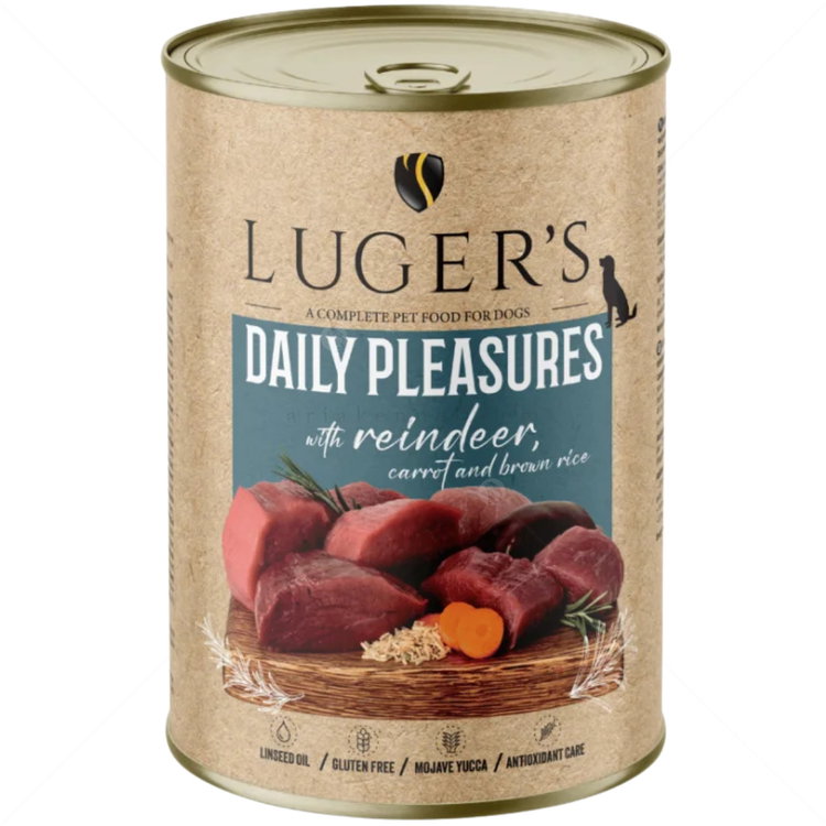 Консерва с еленско месо, моркови и кафяв ориз 400 гр LUGERS Daily Pleasures Reindeer, carrot and brown rice