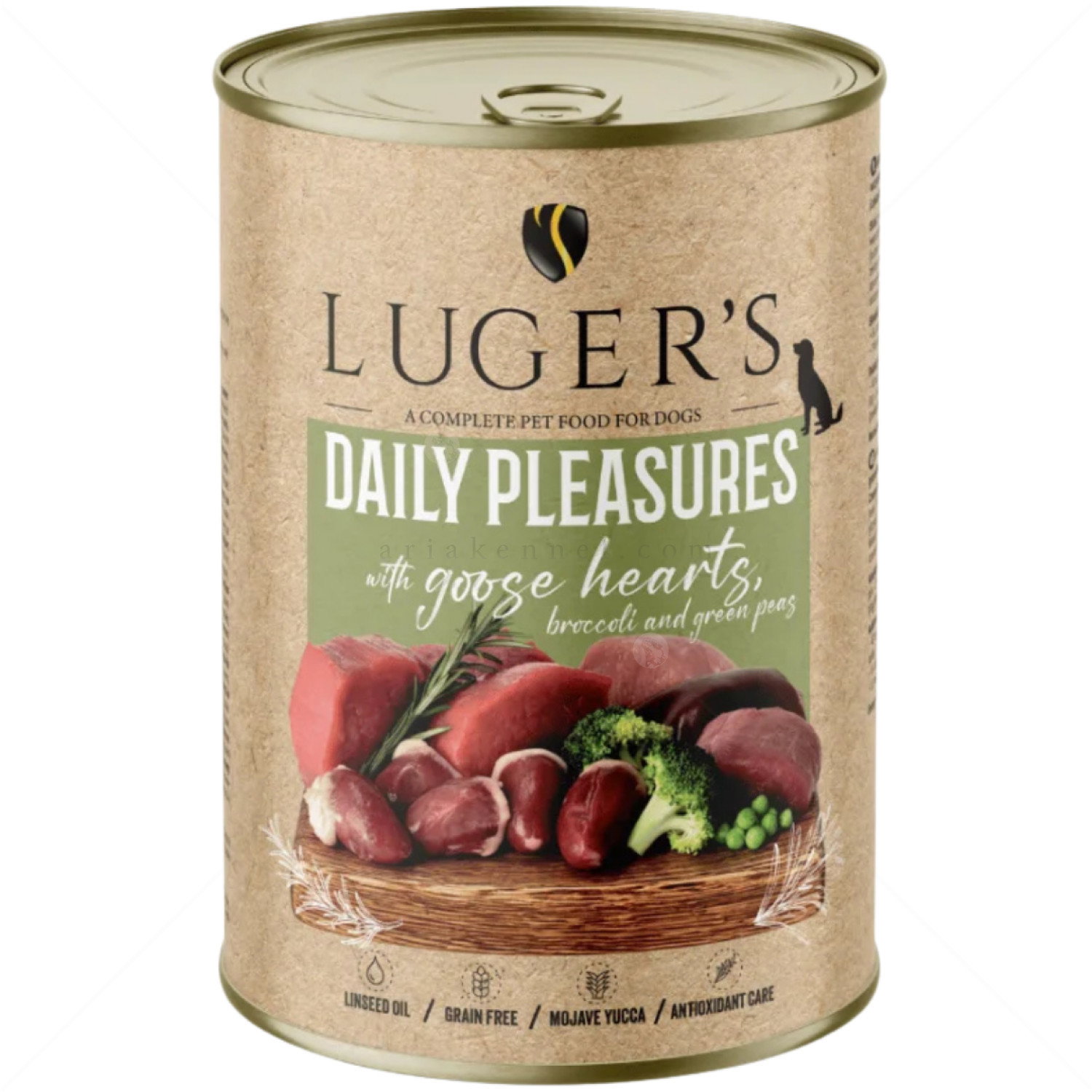 Консерва с гъши сърца, броколи и зелен грах 400 гр LUGERS Daily Pleasures Goose hearts, broccoli and green peas