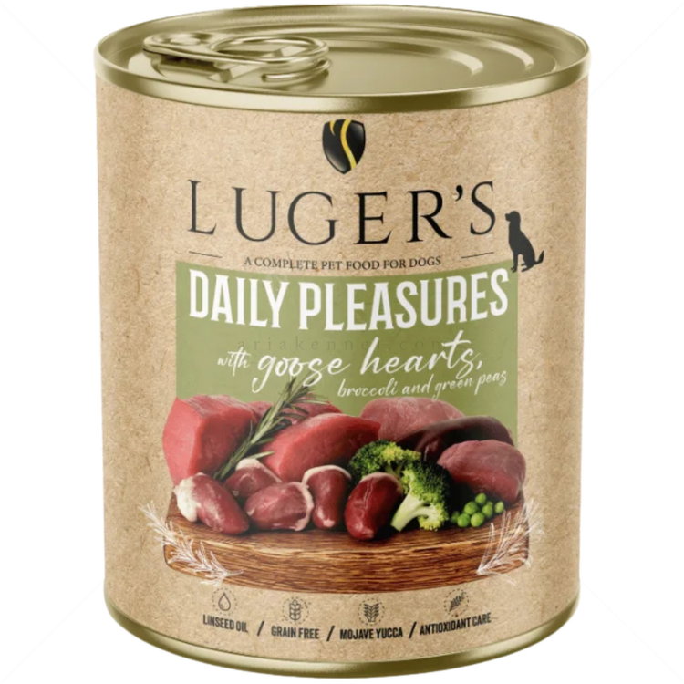 Консерва с гъши сърца, броколи и зелен грах 800 гр LUGERS Daily Pleasures Goose hearts, broccoli and green peas