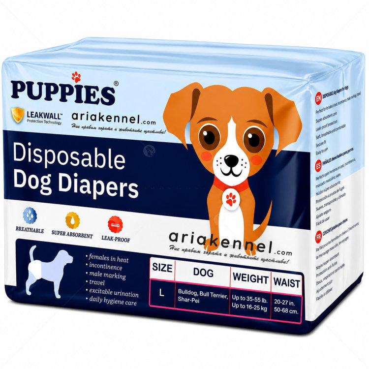 Пелени за женски кучета L, PUPPIES, 50-68 см