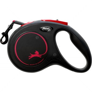 FLEXI Classic Black Fire M лента – Автоматичен повод, черен/червен