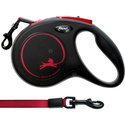 FLEXI Classic Black Fire M лента – Автоматичен повод, черен/червен