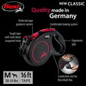 FLEXI Classic Black Fire M лента – Автоматичен повод, черен/червен