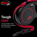 FLEXI Classic Black Fire M лента – Автоматичен повод, черен/червен