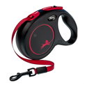 FLEXI Classic Black Fire M лента – Автоматичен повод, черен/червен