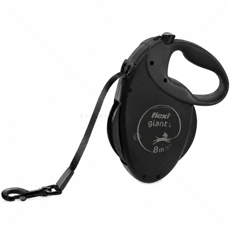 FLEXI Giant Black Edition L лента – Автоматичен повод, черен
