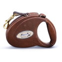 FLEXI Leather Brown M лента – Автоматичен повод от естествена кожа, кафяв