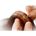 FLEXI Leather Brown M лента – Автоматичен повод от естествена кожа, кафяв
