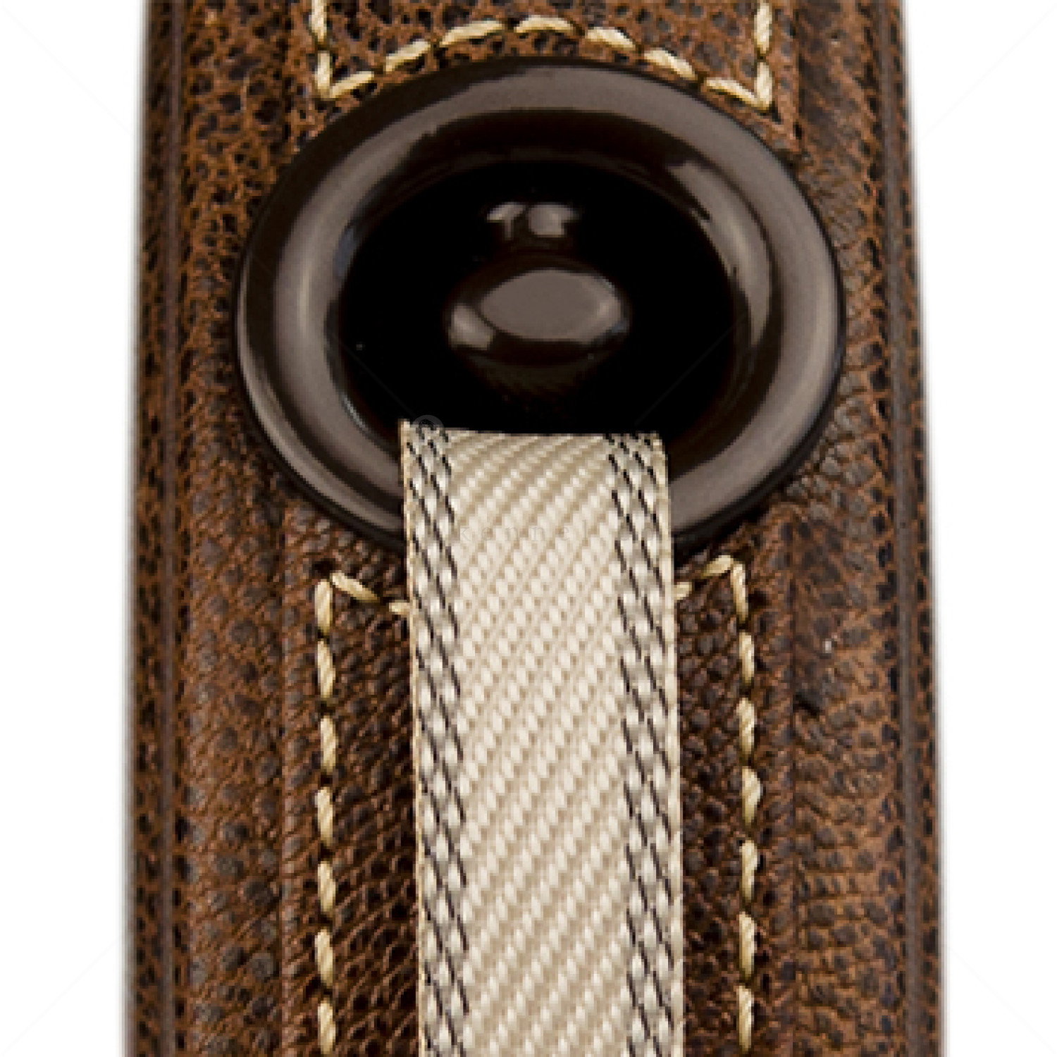 FLEXI Leather Brown M лента – Автоматичен повод от естествена кожа, кафяв