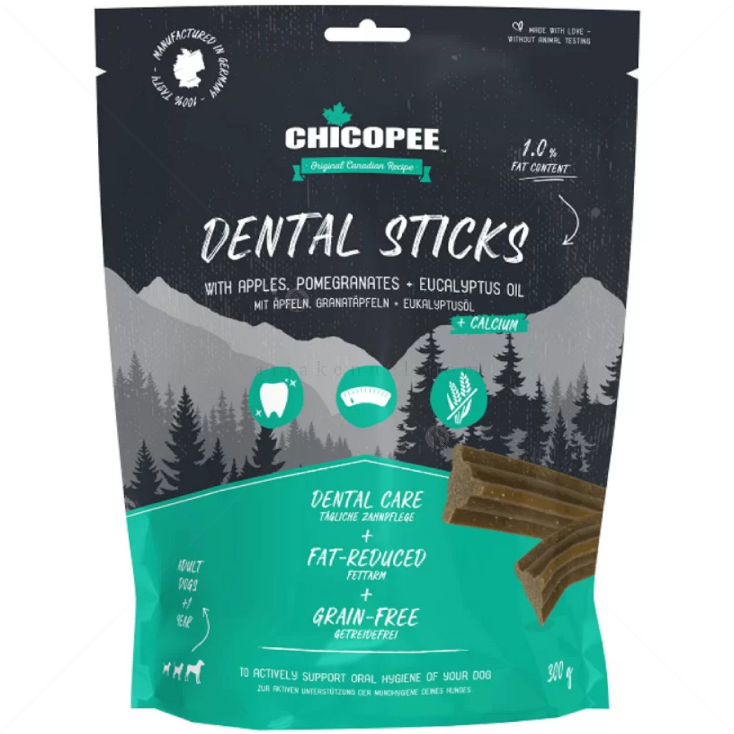 Дентални пръчици с ябълки, нар и масло от евкалипт CHICOPEE Dental Sticks with Apples, pomegranates and eucalyptus oil