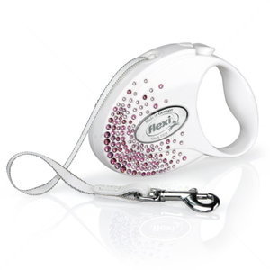 FLEXI Glam Splash Pink S лента – Автоматичен повод с кристали SWAROVSKI, бял