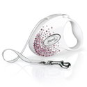 FLEXI Glam Splash Pink S лента – Автоматичен повод с кристали SWAROVSKI, бял