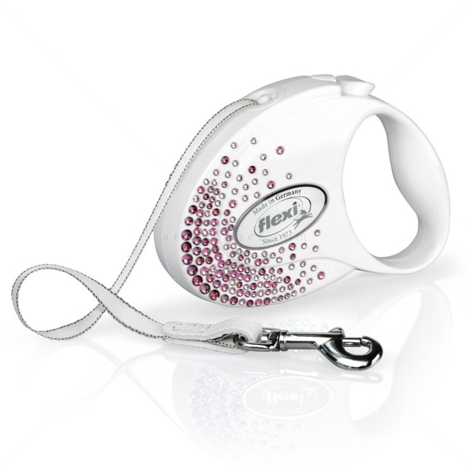 FLEXI Glam Splash Pink S лента – Автоматичен повод с кристали SWAROVSKI, бял