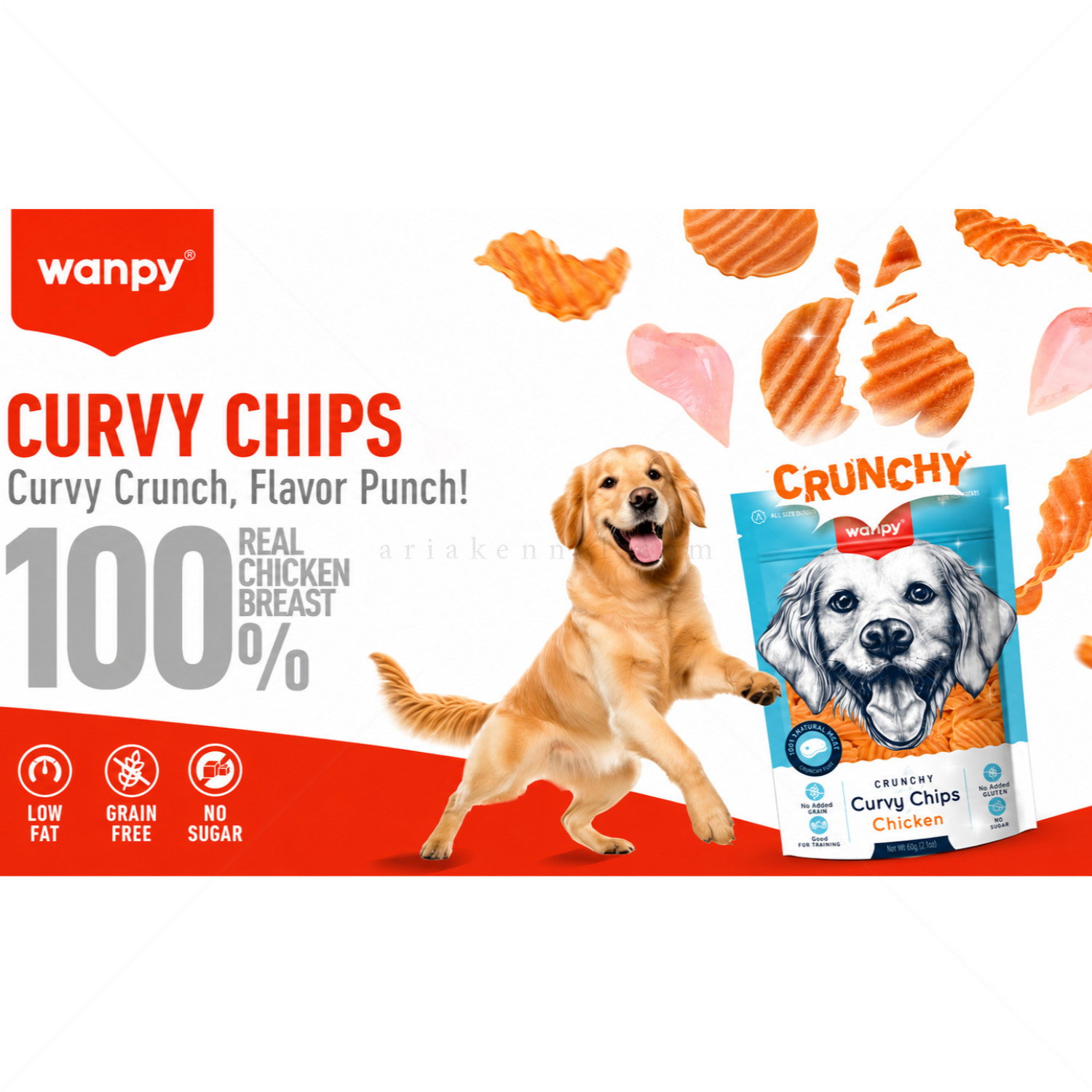 Чипс с пилешко месо WANPY Crunchy Curvy Chips Chicken